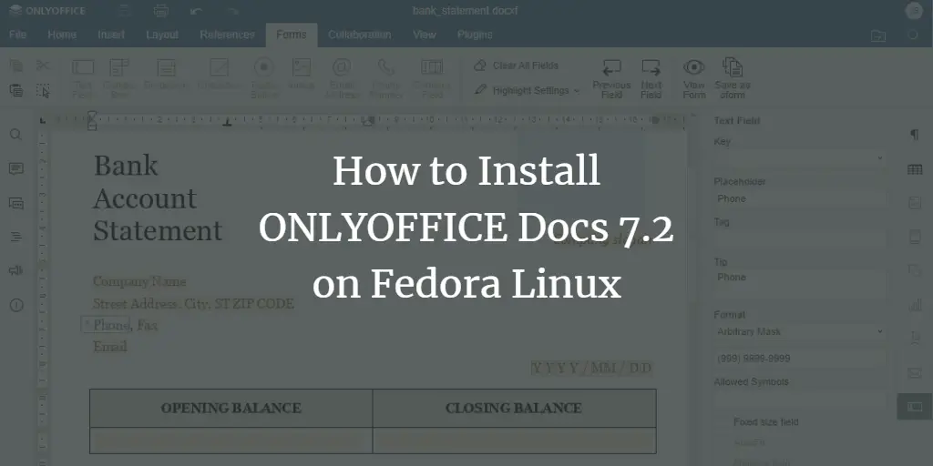 How to install ONLYOFFICE Docs 7.2 on Fedora Linux