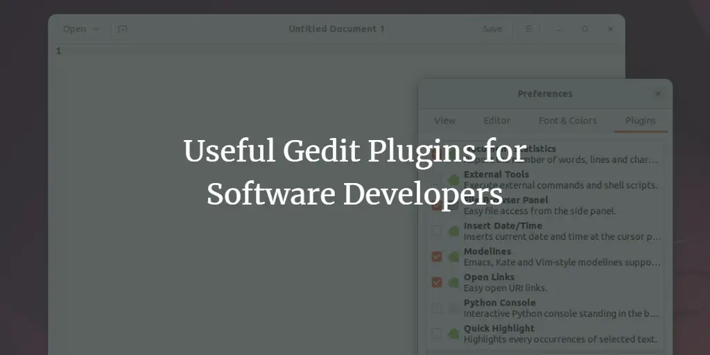Useful Gedit Plugins for Software Developers
