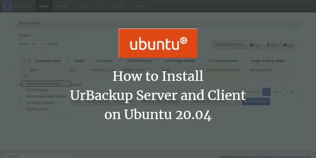 How to Install UrBackup Server and Client on Ubuntu 20.04