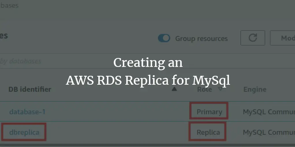 Creating an AWS RDS Replica for MySql