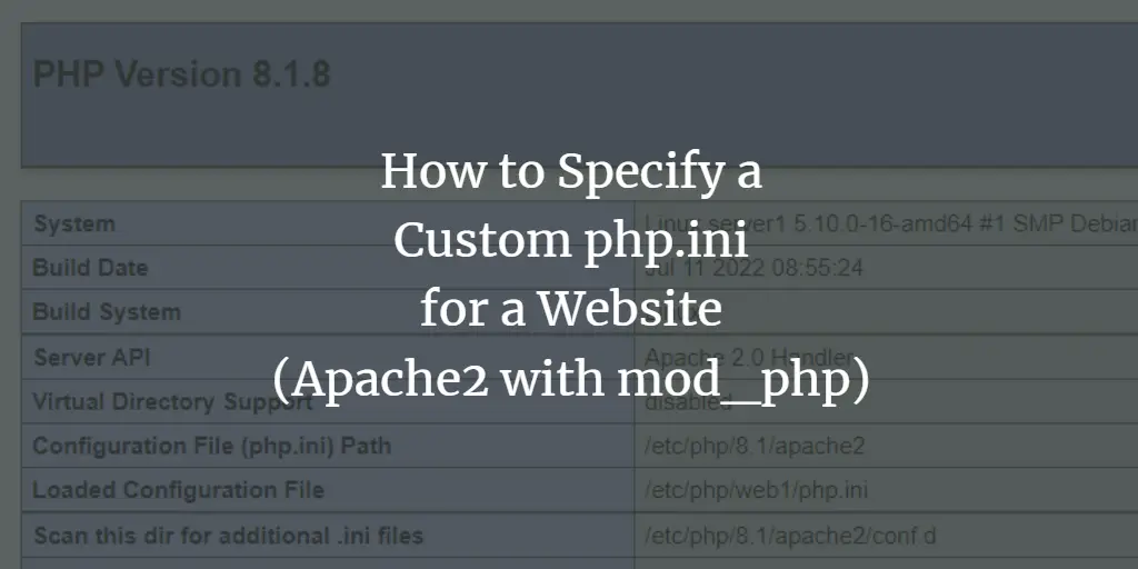 How to Specify a Custom php.ini for a Website (Apache2 with mod_php)