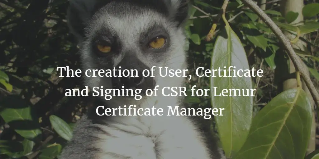 The creation of User, Certificate and Signing of CSR for Lemur Certificate Manager