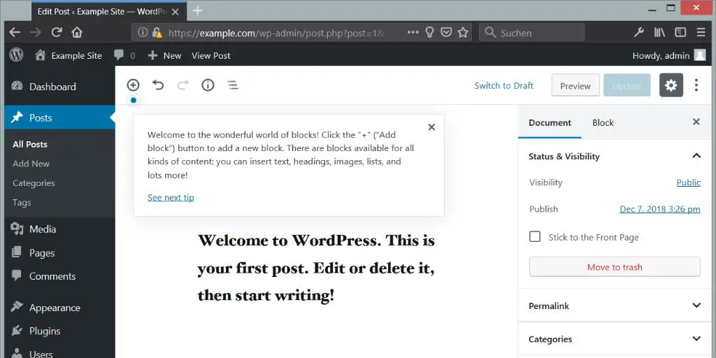 Install WordPress 5 with Apache on Debian 9